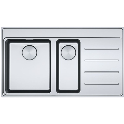 Franke Mythos MYX 251-86 SlimTop, flat rim, brushed stainless steel, basin on the left, 127.0642.078