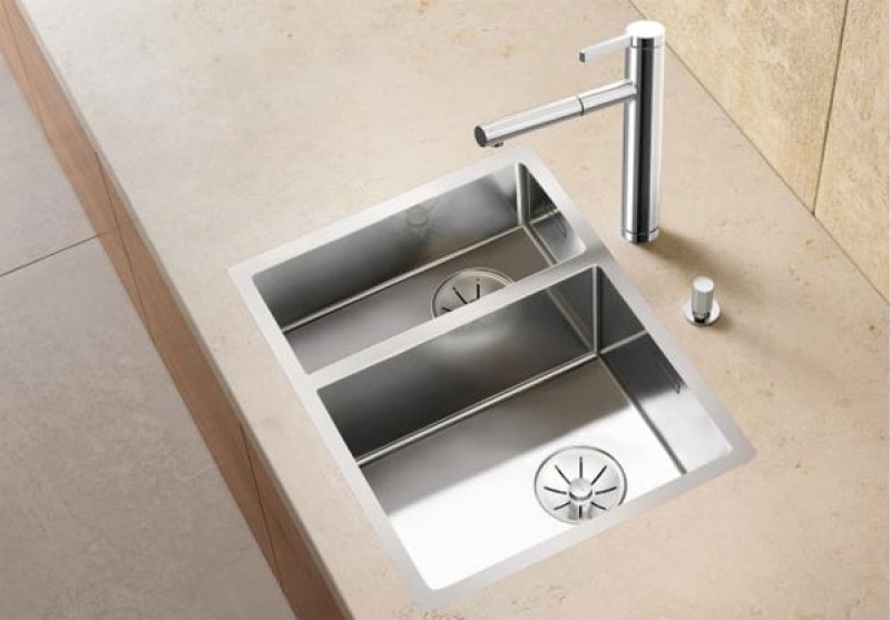 Blanco Claron 340/180-IF, main basin on the right, Steelart, InFino drain, 521608