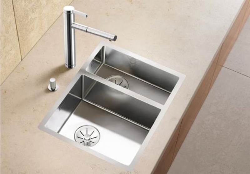 Blanco Claron 340/180-IF, main basin on the left, Steelart, InFino drain, 521607