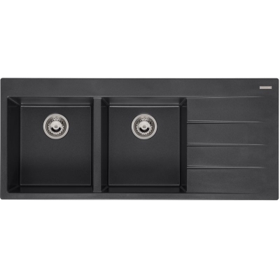 Reginox Breda 30, Regi-Granit sisseehitatud valamu, kraanikauss vasakul, värvus must hõbedane, R33739