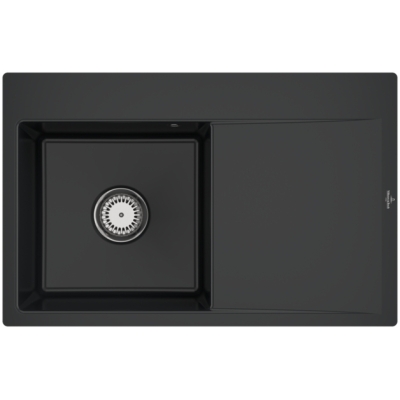 Виллерой и amp; Boch Subway Style 45 Flat, цвет R7 Pure Black, Premiumline, раковина слева