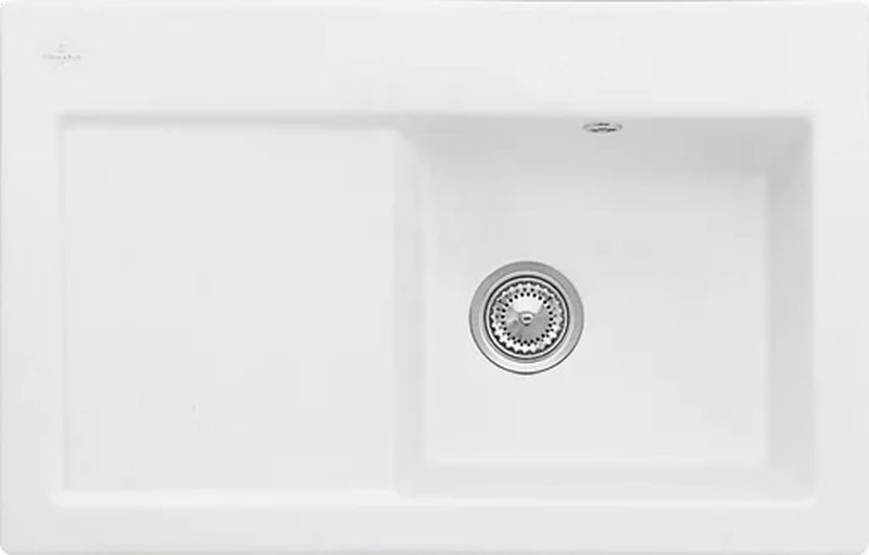 Villeroy &amp; Boch Subway 45 flat, color RW Stone White, Classicline, basin on the right or basin on the left