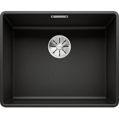 Blanco Subline 500-F Silgranit PuraDur 2, заподлицо, цвет черный, слив InFino, 525994