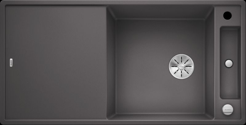 Blanco Axia III XL 6 S-F Silgranit PuraDur, color rock gray, glass cutting board, InFino drain, 523527