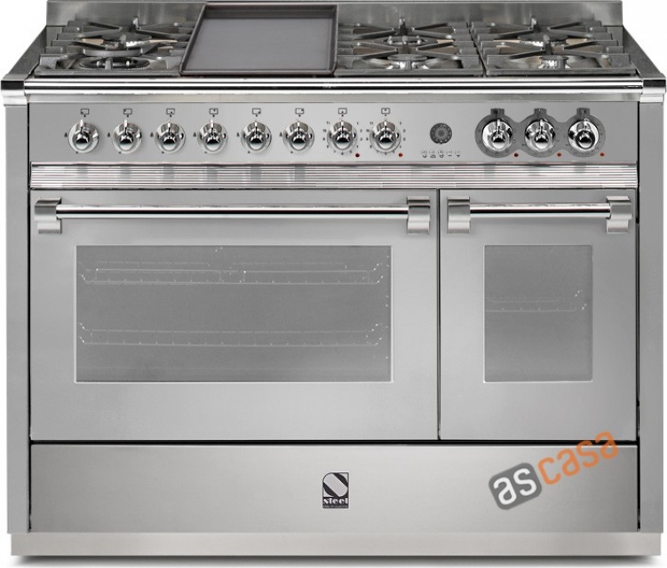 Steel Ascot 120, range cooker, 120 cm, multifunction, color stainless steel, A12FF-6MSS, with 5 year guarantee!