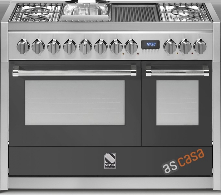 Steel Genesi 120, range cooker, 120 cm, multifunction, color anthracite, G12FF-6MAN, with 5 year guarantee!