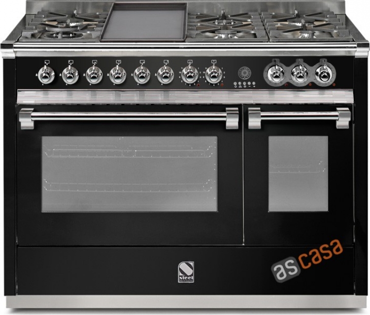 Steel Ascot 120, range cooker, 120 cm, multifunction, color black, A12FF-6MBA, with 5 year guarantee!