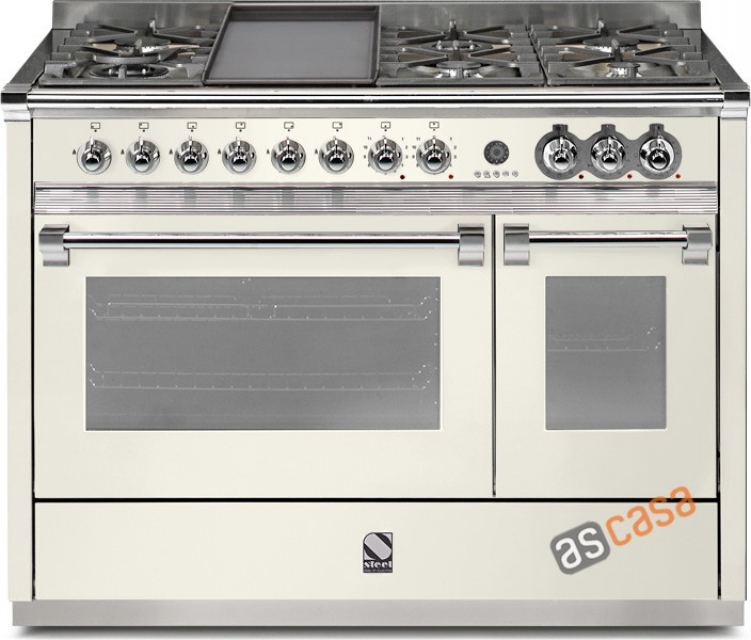 Steel Ascot 120, range cooker, 120 cm, multifunction, color Nuvola, A12FF-6MNA, with 5 year guarantee!