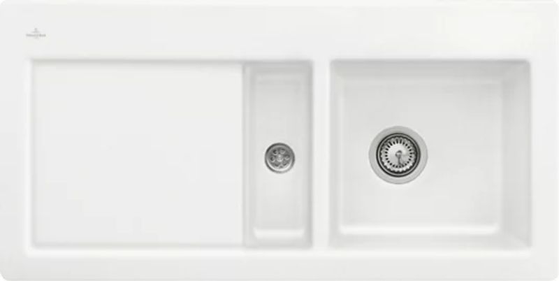 Villeroy &amp; Boch Subway 60 flat, color RW Stone White, Classicline, basin on the right or basin on the left