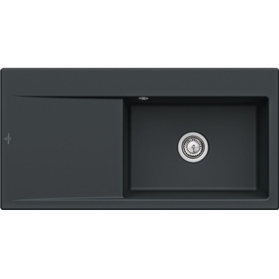 Villeroy &amp; Boch Subway Style 60 flat, color S5 Ebony, Premiumline, basin on the right