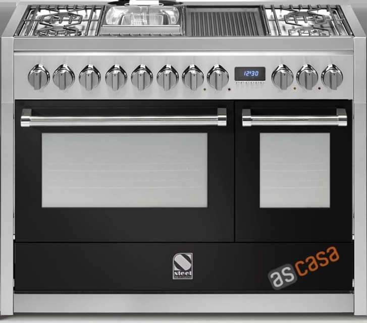 Steel Genesi 120, range cooker, 120 cm, multifunction, color black, G12FF-4BMBA, with 5 year guarantee!