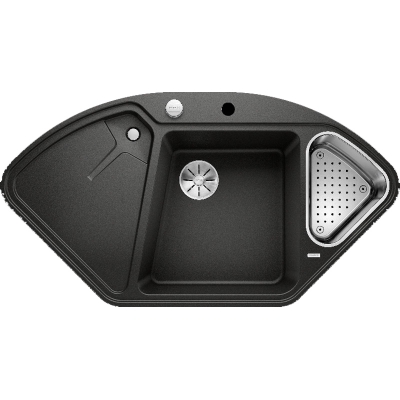 Blanco Delta II-F угловая встраиваемая мойка Silgranit PuraDur, заподлицо, цвет черный, слив InFino, 525868