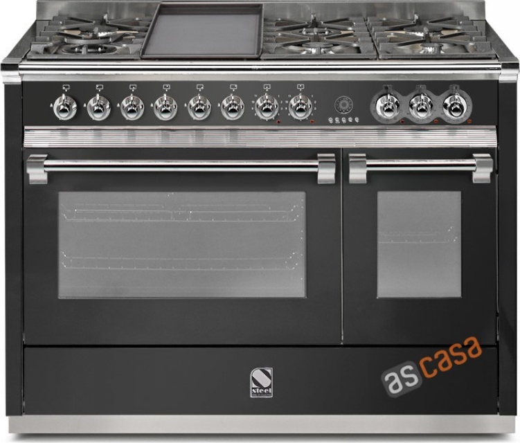 Steel Ascot 120, range cooker, 120 cm, Combisteam, color anthracite, A12SF-6MAN, with 5 year guarantee!