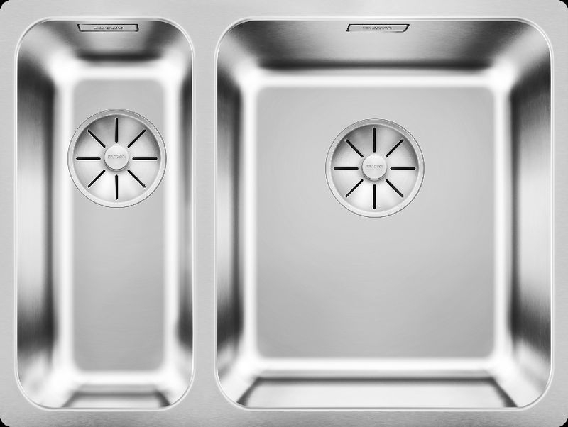 Blanco Solis 340/180-U undermount sink, stainless steel brushed finish, InFino drain, basin on the right, 526128