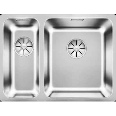 Blanco Solis 340/180-U undermount sink, stainless steel brushed finish, InFino drain, basin on the right, 526128