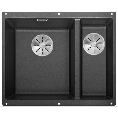 Blanco Subline 340/160-U Silgranit PuraDur 2, basin on the left, color anthracite, InFino drain, 523548