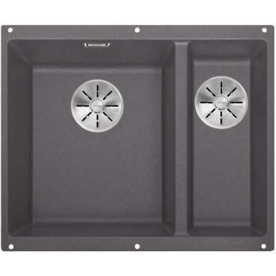 Blanco Subline 340/160-U Silgranit PuraDur 2, basin on the left, color rock gray, InFino drain, 523549