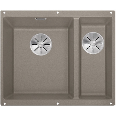 Blanco Subline 340/160-U Silgranit PuraDur 2, basin on the left, color tartufo, InFino drain, 523556