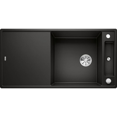 Blanco Axia III XL 6 S Silgranit PuraDur, color black, glass cutting board, InFino drain, 525857