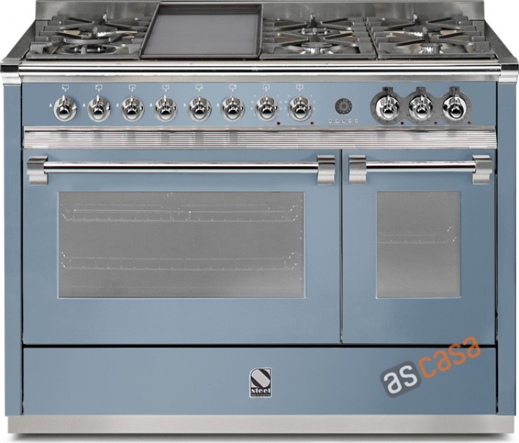 Steel Ascot 120, range cooker, 120 cm, Combisteam, color Celeste, A12SF-6MCE, with 5 year guarantee!