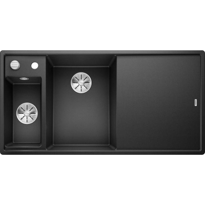 Blanco Axia III 6 S Silgranit PuraDur, color anthracite, glass cutting board, basin on the left, InFino drain, 524653
