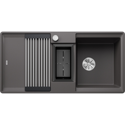 Blanco Adira 6 S-F flush built-in sink, Silgranit PuraDur, color rock gray, InFino drain, 527611