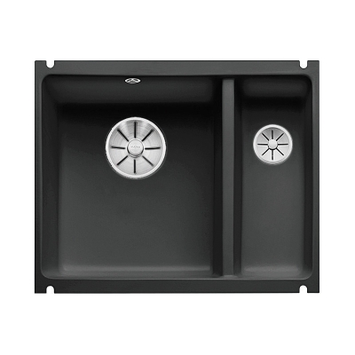 Blanco Subline 350/150-U ceramic PuraPlus, color black, InFino drain, 523747