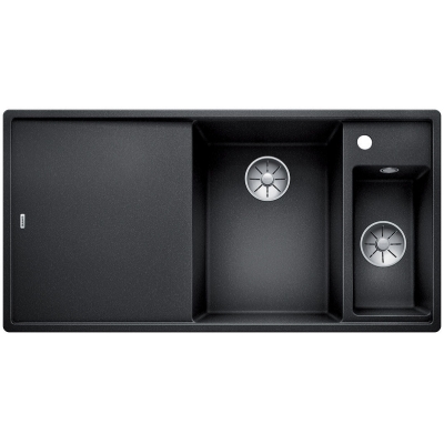 Blanco Axia III 6 S-F Silgranit PuraDur, color anthracite, wooden cutting board, InFino drain, basin on the right, 523483