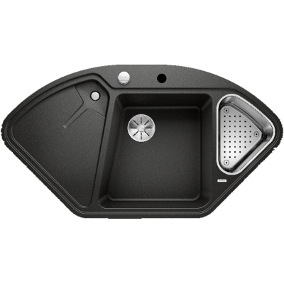 Blanco Delta II nurgas sisseehitatud valamu Silgranit PuraDur, värvus must, InFino äravool, 525867