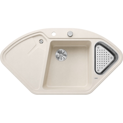 Blanco Delta II nurgas sisseehitatud valamu Silgranit PuraDur, värvus pehme valge, InFino äravool, 527055