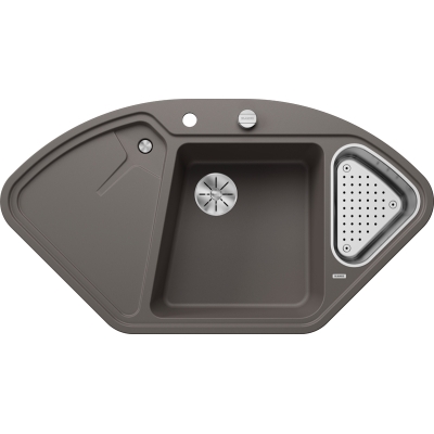 Blanco Delta II nurgas sisseehitatud valamu Silgranit PuraDur, värvus vulkaanhall, InFino äravool, 527238