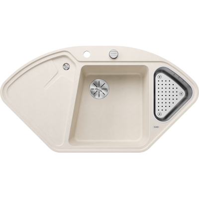 Blanco Delta II-F nurgas sisseehitatud valamu Silgranit PuraDur, loputus, värvus pehme valge, InFino äravool, 527056