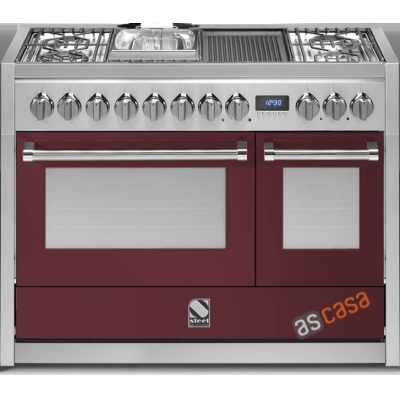 Сталь Genesi 120, плита, 120 см, Combisteam, цвет Бордо красный, G12SF-4BFBR, с гарантией 5 лет!