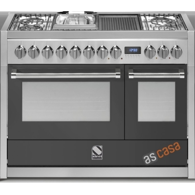 Сталь Genesi 120, плита, 120 см, Combisteam, цвет антрацит, G12SF-4BFAN, с гарантией 5 лет!