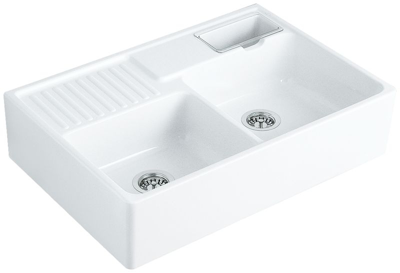 Naber sink, double bowl, glossy white, 1094051