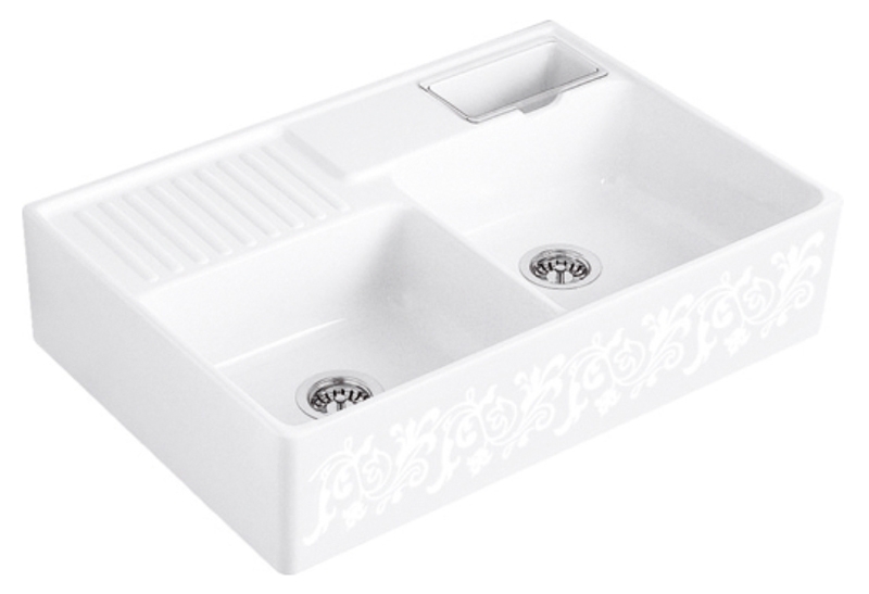 Villeroy &amp; Boch double bowl sink, color KT White Pearl, Trendline