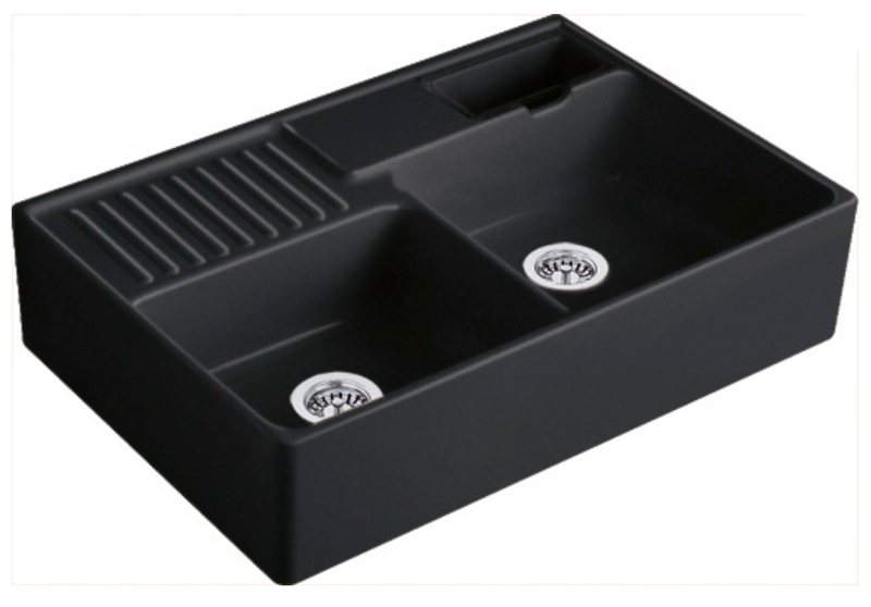 Villeroy &amp; Boch double bowl sink, color R7 Pure Black, Premiumline