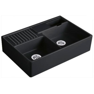Villeroy &amp; Boch double bowl sink, color R7 Pure Black, Premiumline