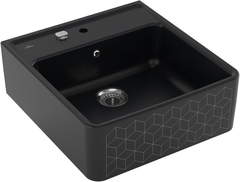 Villeroy &amp; Boch ühe kausiga valamu, värvus M7 Mosaique Black, Trendline