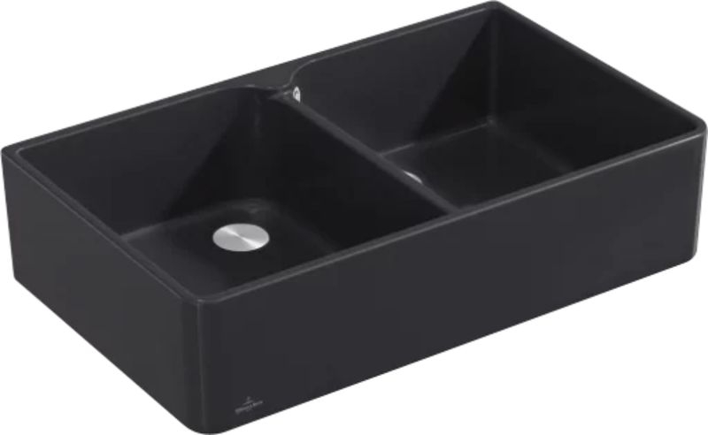 Villeroy &amp; Boch sink 90 X double bowl, color R7 Pure Black, Premiumline