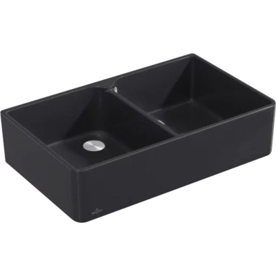 Villeroy &amp; Boch sink 90 X double bowl, color R7 Pure Black, Premiumline