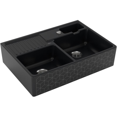 Villeroy &amp; Boch topeltkaussiga valamu, värvus M7 Mosaique Black, Trendline