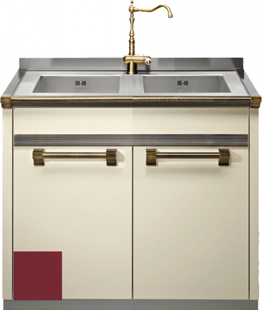 Steel Ascot 90, sink module, 90 cm, color Bordeaux red, A9S-L2BR, with 5 year guarantee!