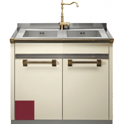 Steel Ascot 90, sink module, 90 cm, color Bordeaux red, A9S-L2BR, with 5 year guarantee!