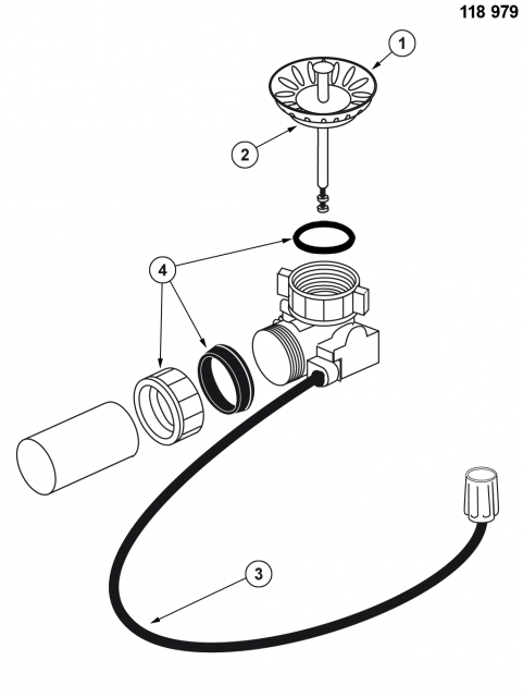 Blanco retrofit set with standard Bowden cable for drain remote control, 118979