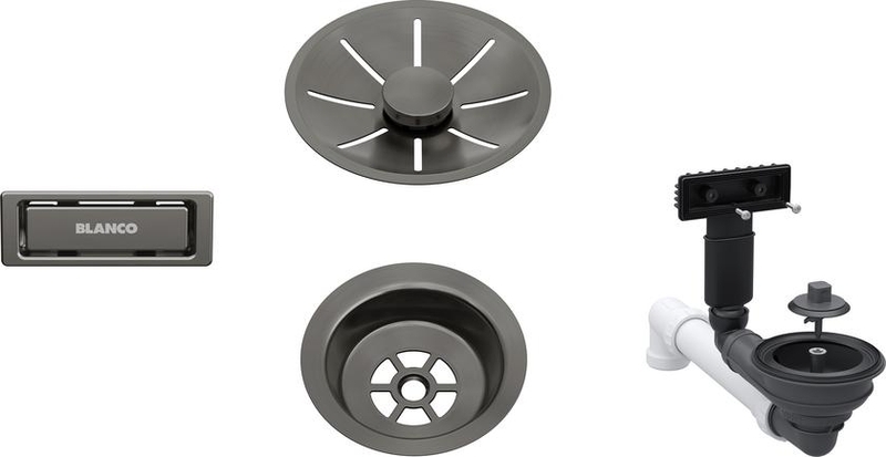 Blanco drain set, InFino without drain remote control, satin dark steel, 207424