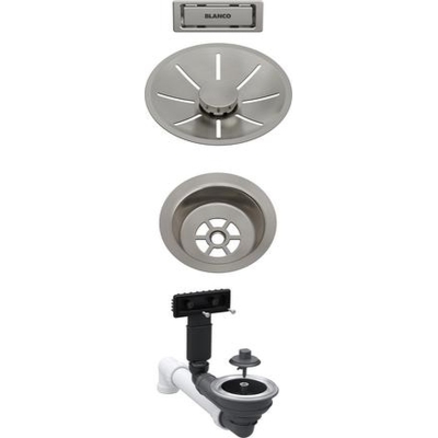 Blanco äravoolukomplekt, InFino ilma äravoolu kaugjuhtimispuldita, satiinplaatina, 207425