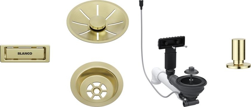 Blanco drain set, InFino with drain remote control, satin gold, 207427