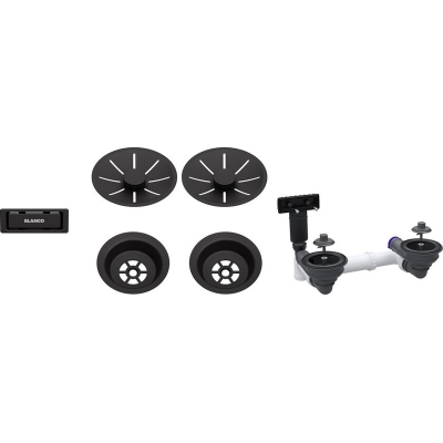 Blanco drain set, 2 x InFino without drain remote control, matt black, 207438