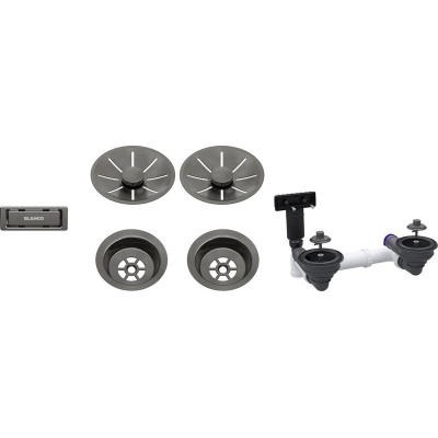 Blanco äravoolukomplekt, 2 x InFino ilma äravoolu kaugjuhtimispuldita, satiin tume teras, 207440